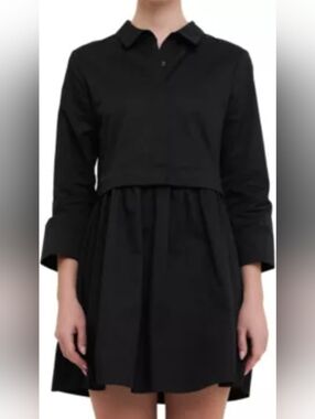 English Factory Black Long Sleeve Dress Size Medium